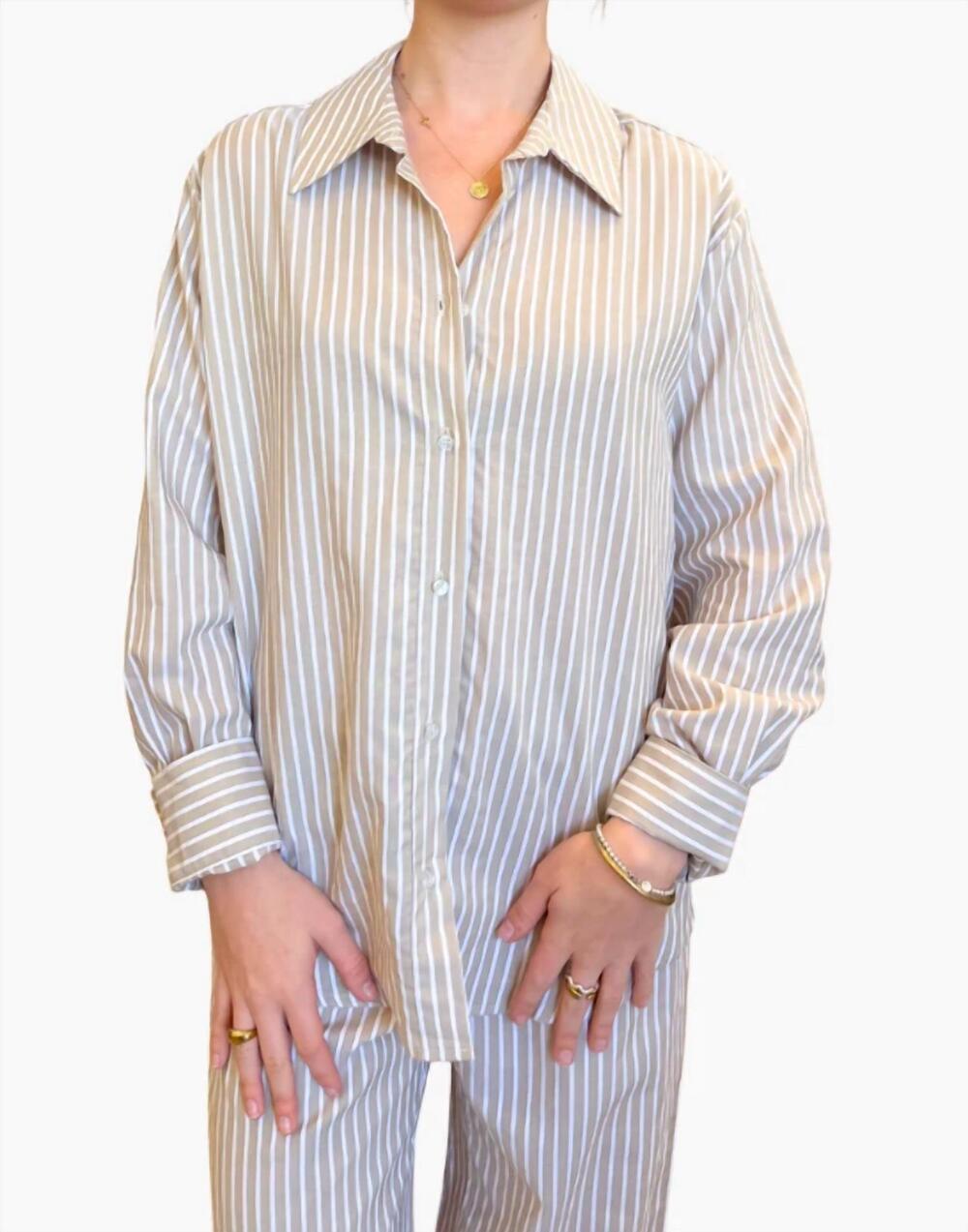 NEW MICHAEL STARS carson button down shirt in khaki